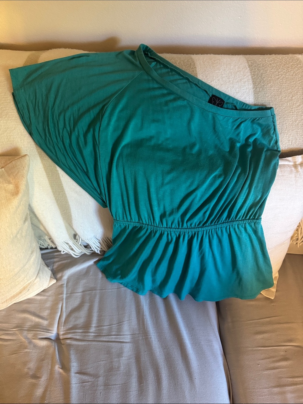 Ella Moss Teal Asymmetric Top